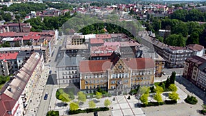 Aerial view on town hall of Cesky Tesin in Cesky Tesin in Czech Republic
