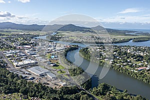 Aerial view of the town of Innisfail .