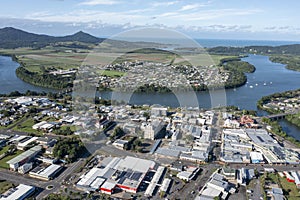 Aerial view of the town of Innisfail . photo