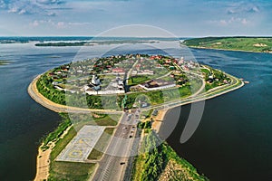 Aerial view of the town-island of Sviyazhsk.