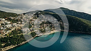 Aerial view of Town Kalkan, Mediterranean Coast, Turkey