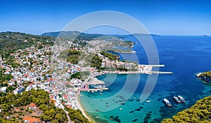 Aerial view of the town of Patitiri, Alonissos island