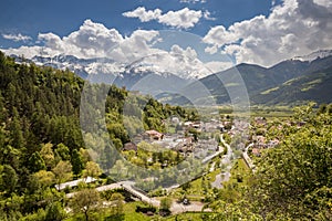 Aerial View of Town of Schluderns, South Tyrol