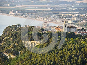 Aerial view of the town of Sirolo, Conero, Marche, Italy photo