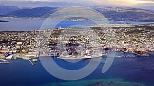 Aerial view of the town Tromsoe, Norway
