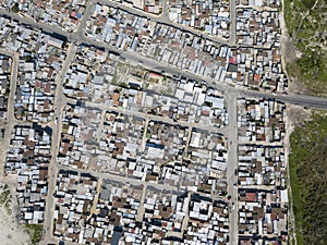 Aerial view of township, South Africa