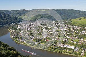 Aerial view of Traben-Trarbach at the river Moselle