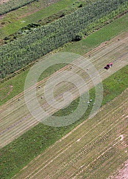 An aerial view of tractor working in a field