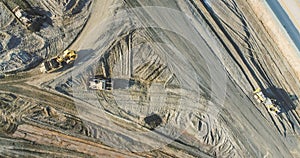 Aerial View Of Tractors On A Construction Site