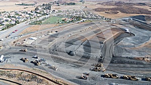 Aerial View Of Tractors On A Housing Development Construction Si