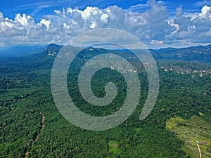 Aerial view of traditional Dayak Merabu village