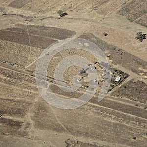 Aerial view on a traditional masai village