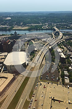 Aerial view of traffic in Albany, New York