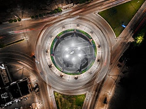 Aerial view of a traffic busy roundabout in Qatif, Saudi Arabia. photo
