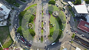 Aerial view of traffic at the horse roundabout in Guadalajara