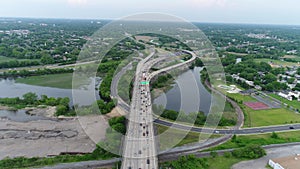 Aerial View of Traffic on Multilane Highway