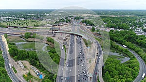 Aerial View of Traffic on Multilane Highway