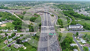 Aerial View of Traffic on Multilane Highway