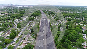 Aerial View of Traffic on Multilane Highway