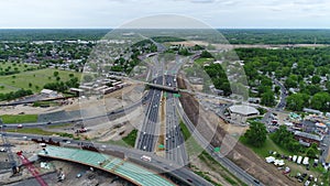 Aerial View of Traffic on Multilane Highway