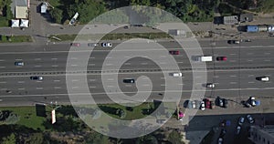 Aerial view of traffic in urban city. 4k 4096 x 2160 pixels