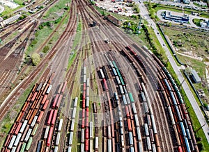Aerial view of trains