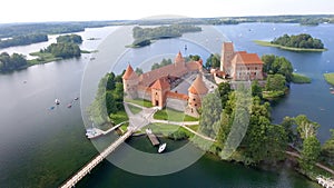 Aerial view of Trakai Castle, Lithuania