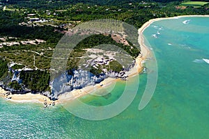 Aerial view of Trancoso beach, Porto Seguro, Bahia, Brazil