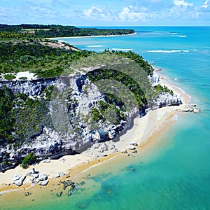 Aerial view of Trancoso beach, Porto Seguro, Bahia, Brazil
