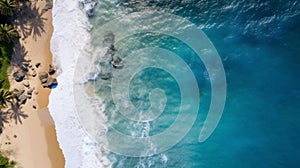 Aerial View of a Tranquil Beach and Ocean