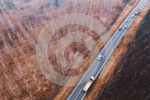 Aerial view of transit road traffic