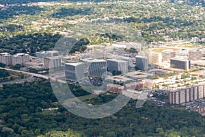 Aerial view of the Triangle Plaza Office park in Chicago
