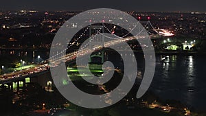 Aerial view of The Triborough Bridge at night