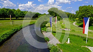 Aerial view of tripoint of Germany, Czech Republic, and Poland in Sudetes