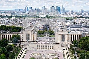Aerial view of Trocadero and the Palais de Chaillot in central Paris photo