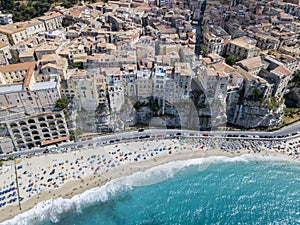 Aerial view of Tropea, house on rock, Calabria. Italy.