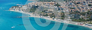 Aerial view of Tropea, house on the rock and Sanctuary of Santa Maria dell\'Isola, Calabria. Italy. photo