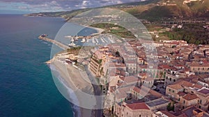 Aerial view of Tropea by Tyrrhenian sea, Italy