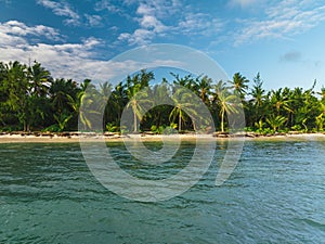 Aerial view of tropical island beach and Caribean sea, Dominican Republic