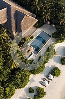 Aerial view of the tropical coastline.