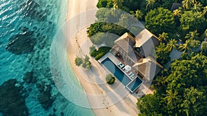 Aerial view of the tropical coastline.