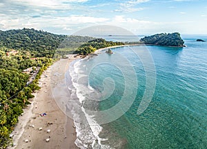 Aerial View of Tropical espadilla beach and Coastline near the Manuel Antonio national park, Costa Rica photo