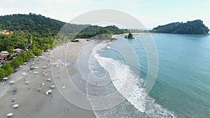 Aerial View of Tropical espadilla beach and Coastline near the Manuel Antonio national park, Costa Rica