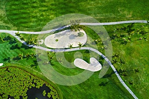 Aerial view of tropical golf course, Dominican Republic, Punta C