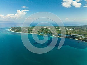 Aerial view of Tropical island with a beach.