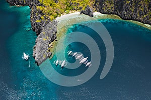 Aerial view of a tropical island Miniloc El Nido, Palawan island, Philippines photo