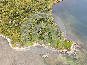 Aerial View of Tropical Island Off Coast of Belize