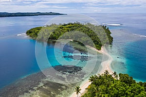 Aerial View of Tropical Islands and Beach in Papua New Guinea