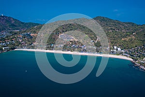 Aerial view of tropical Kata Noi Beach area in Phuket