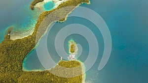 Aerial view tropical lagoon,sea, beach.Bucas Grande Island, Sohoton Cove. Philippines. photo